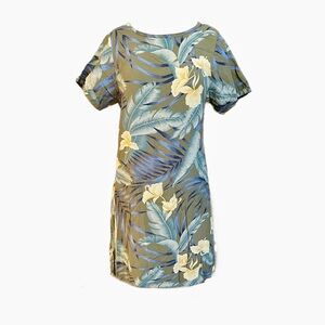 Vgt Tommy Bahama Floral Hawaiian Shift Dress Scoop Neck Short Sleeve M